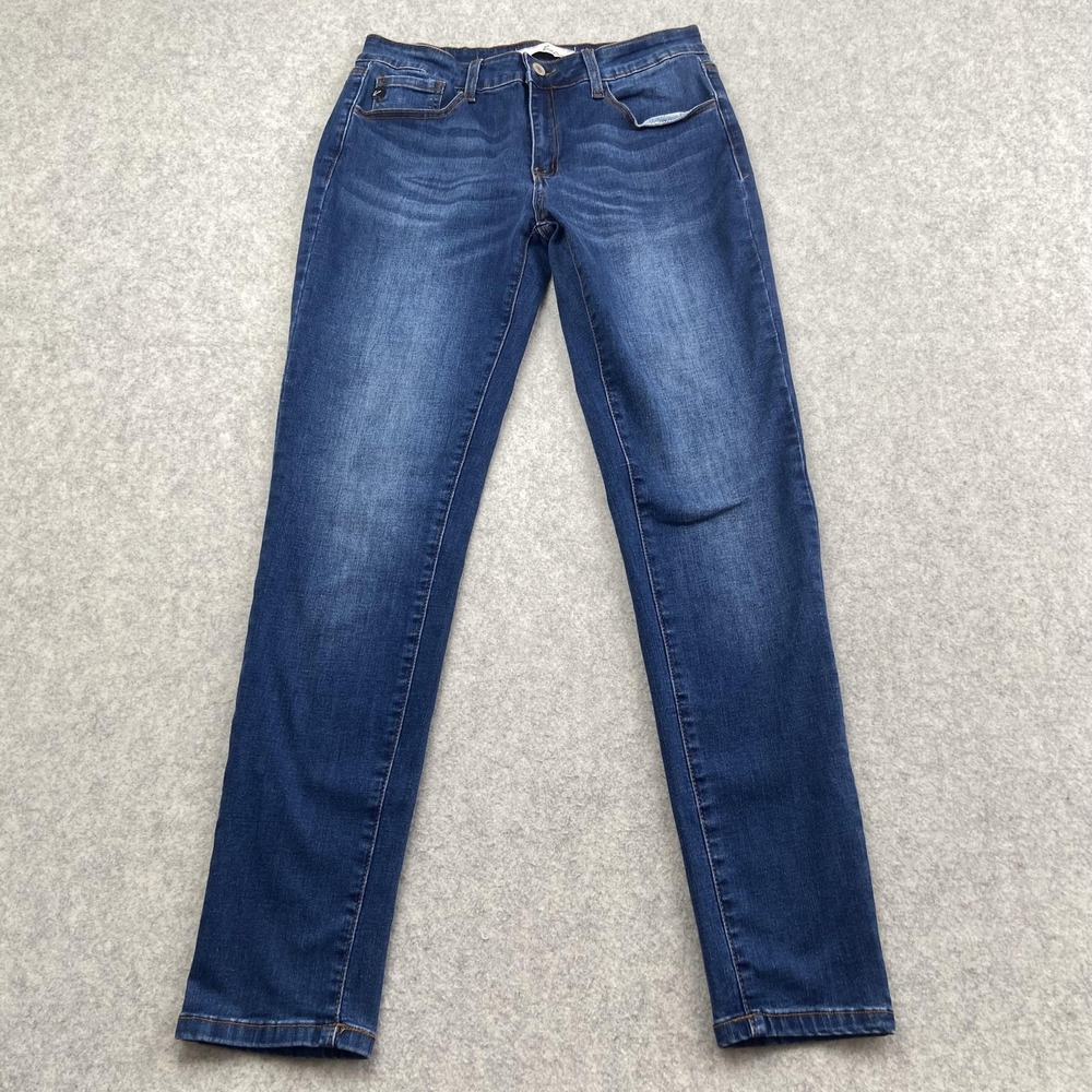 KanCan Straight Jeans Juniors 13/30 (27x29) Blue Med Wash Mid Rise Stretch Denim